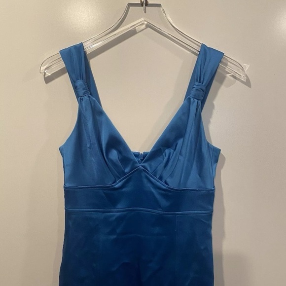 David Meister Blue Satin Sheath Cocktail Dress Womens Size 4‎ (1490) - Picture 3 of 5